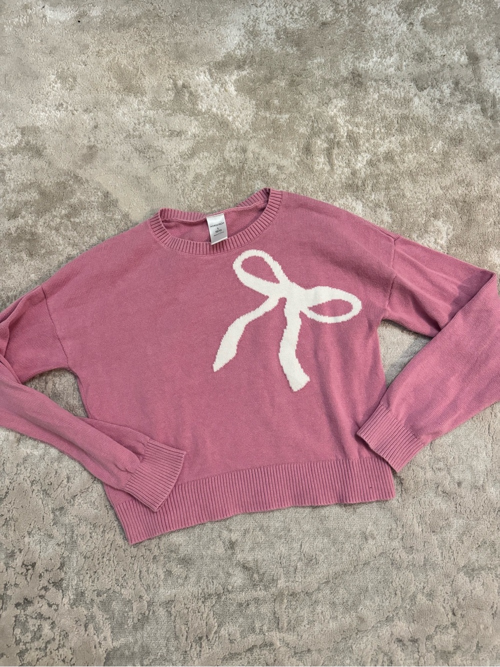 NWOT Pink Bow Accent Crewneck Sweater